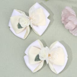 2Pcs Floral Bow Hair Clips 3D Flower Butterfly Hairpins Elegant Ribbon Bownot Barrette For Girls Children Headwear Accesories