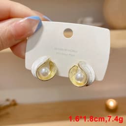 Pure White Women's Dangle Earrings Blooming Flower Acrylic Enamel Butterfly Imitation Pearl Heart Hanging Earrings Elegant Brinc