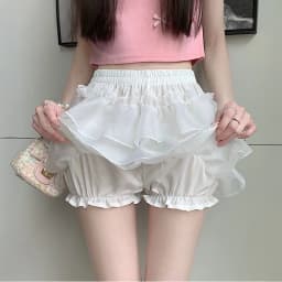 Tiered Ruffled Mini Skirt with safety-shorts Elastic Waist Layered Skort Miniskirt Women Sukapan Summer Y2K Balletcore Coquette