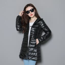 Plus Size Ultra-light Thin Down Jacket Women Long Autumn Winter Slim Hooded Warm White Duck Down Coat Women Packable Outerwear