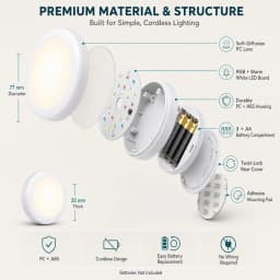 Melery LED Night Light Adhesive Sticker Battery Dimmable Multicolor Cabinet for Bedroom Kitchen Bathroom Drawer Wall Puck Lamp