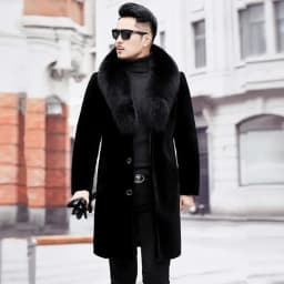 Mink Coat with Men's Fur Integrated Winter Plush Thickened To keep Warm Velvet Slim Fit Long Solid Color Faux Fur Jacket C29