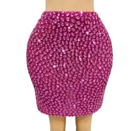 Full Sparkly Rhinestone Mesh Tight Fitting Skirt Sexy Women Mini Skirt Nightclub Party Outfit High-end Crystals Skirt shuidiqun
