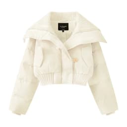 Chic Design Cropped Jacket Winter Short Puffer Jacket Women Clothing Down Cotton Coats Warm Knit Big Collar Coat Bread Jackets