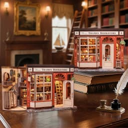 CUTEBEE Book Nook Kit 3D DIY Dollhouse with LED Light Bookshelf Insert Street Shop Series Miniature Model For Home Party Decor