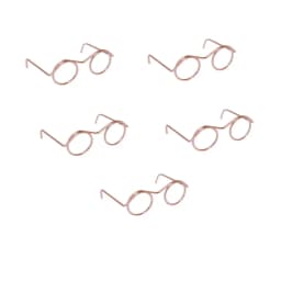 5PCS Black Frame Miniature Doll Eyewear Miniature Metal Metal Round Doll Glasses Toys Decoration Round Frame Doll Mini Glasses