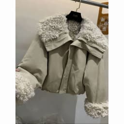 Trend Fleece Lined Winter Warm Women's Jacket Fur Trim Patchwork Long Sleeve Puffer Jacket New Versatile Short Top Parkas Coats