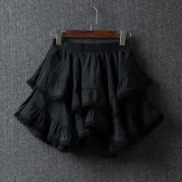 Summer Irregular Lace Round Cotton Linen Mini Skirt, High Waist Short Skirts For Women 2025