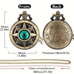 Y2K Cartoon Anime Round Pointer Quartz Watch Vintage Rhinestone Cosplay Necklace Chain Watch For Women Men Collector Gift