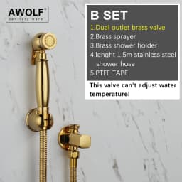 Awolf Titanium Gold Handheld Toilet Bidet Sprayer Solid Brass High Pressure Hygienic Shower Head Shattaf Set Bidet Faucet AP2107
