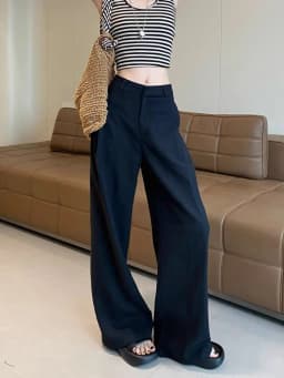 White Ramie Wide-leg Pants Women's Summer Thin High Waist Drape Old Money Style Suit Straight Sub-cotton and Linen Casual Pants