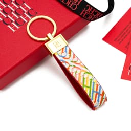 CH Monogram Print Leather Keychain Two Tone Red Edge Car Key Holder Unisex Fashion Bag Charm Luxury Accessory Pendant Keyring