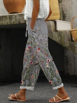 Ladies New Hot Plus Size Printed Simple Roll-up Casual Pants Streetwear Women PantsNine-minute Pants Breathable CoolSummer