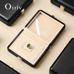 Oirlv Black Jewelry Organiser Boxes PU Leather Ring Earring Jewelry Set Box Jewel cases of precious metal Storage Box Gifts Box