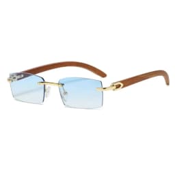 Hiking Camping New Sqaure Brand Anti Light Glasses Men Women Wood Frames Rimless Eyeglasses Fashion Eyewear UV400