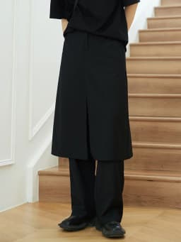 [EAM] High Elastic Waist Black Double Layers Long Wide Leg Pants New Loose Fit Trousers Women Fashion Spring Autumn 2026 1DF3962