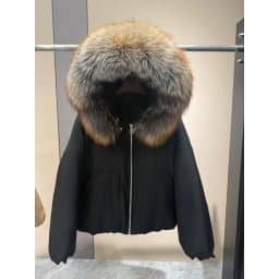 OFTBUY Real Fox Fur Collar Goose Down Jacket Women Cropped Hooded Coat Winter Warm Zipper Natural Fox Fur Thick Outerwear