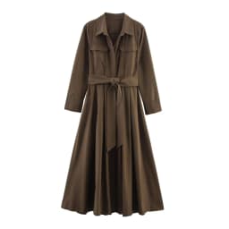 Willshela Women Fashion With Belt Solid Single Breasted Midi Dress Vintage Lapel Neck Long Sleeves Female Chic Lady Dresses