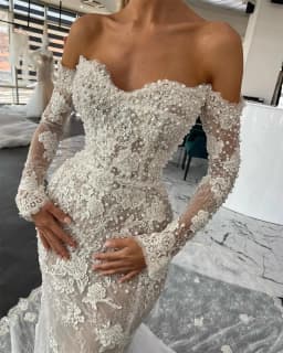 Customized Luxury Pearls Beading Long Sleeves Mermaid Wedding Dress 2025 Sexy Lace Appliques Bride Gowns Vestidos De Novia