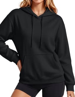 TACVASEN Women Fleece Lined Pullover Hoodie Solid Color Warm Hooded Sweatshirt with Kangaroo Pocket Adjustable Drawstring Casual