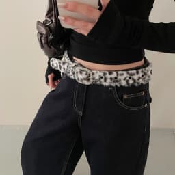 Leopard Print Diamond Studded Faux Fur Belt For Women Versatile Hot Girl Belt With Jeans Belt Decoration