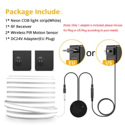 24V Wireless PlR Motion Sensor COB LED Neon Strip NightLight for Bed Bathroom Stair Hallway Lighting 3/5/10m Solid Silicone Tape