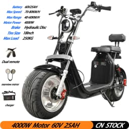 Citycoco Electric Scooter 4000W Powerful Motor Max Speed 60-70KM/H 60V25AH Battery Charging Mileage 40-60KM Max Load 250KG