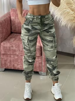 Camouflage Print Drawstring Pocket Design Cargo Pants Women High Waist Cargo Slim Pencil Pants Harem Jogger Trousers Sweatpants
