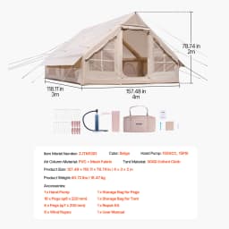 SucceBuy Inflatable Tents for Camp Easy Setup Blow up Tent with Hand Pump 300D Oxford Tent with Stove Jack Storage Bag Included