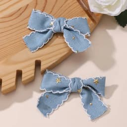2/8pcs/set Star Denim Bow Hair Clips – Alligator Clips for Double Ponytails, Cute & Versatile Everyday Essential.