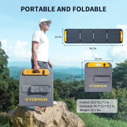 VTOMAN VS200 Rigid Foldable 200W Solar Panel Kit, 19V High Efficiency Portable Solar Charger, Ideal for Travel, Smartphone, Boat, RV, Camping & Outdoor Power Station