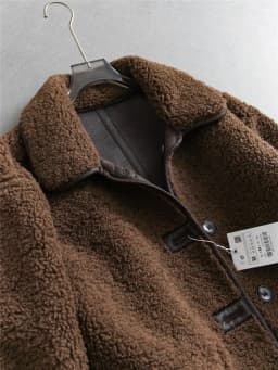 Double-Sided Wear Pure Color PU Leather Jacket Thick Warm Loose Slimming Long Sleeve Women's Fashion Retro Style Coat Q580