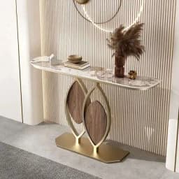 Luxury Slate Creative Console Tables Hallway Entrance Table for Italian Living Room Furniture Wall Semi-circular Porch Cabinet L