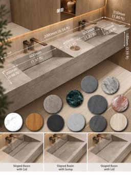 Any Size Custom Luxury Natural Stone Bathroom Vanity Set Integrated Sink Single Double Sink Stain Resistant Waterproof Durable H