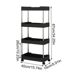 Storage Organizer With Wheels 3/4 Tier Organizer Utility Cart With Wheels Hollow Design Storage Shelves For Kitchen Work Area