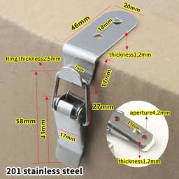 1 Set Cabinet Door Metal Clasps 90 Degree Box Closure Lock Duck-mouth Buckle Hook Spring Loaded Draw Toggle Hasps Clamp