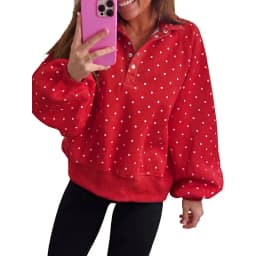 Women Polka Dot Sweatshirt Half Zip Pullover Oversized Loose Fit Long Sleeve Casual Tops Autumn Winter Streetwear