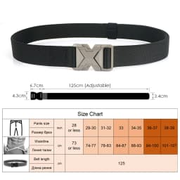 KOLBER New Silver Elastic Belt for Men Metal Buckle Quick Release 3.4cm Casual Belt Tight Woven Stretch Belt Tactical Girdle