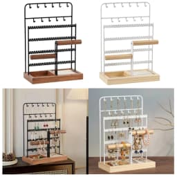 Necklace And Earring Storage Tree with Wooden Base for Jewelry Organization