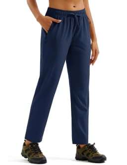 TACVASEN Womens Hiking Pants Lightweight Quick Dry UPF 50 Travel Pants Water Resistant Elastic Waist Golf Pants With Zip Pockets