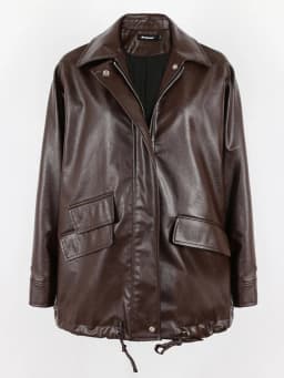 Lautaro Spring Autumn Oversized Casual Waterproof Black Soft Pu Leather Jacket Women with Drop Shoulder Long Sleeve Fashion 2022