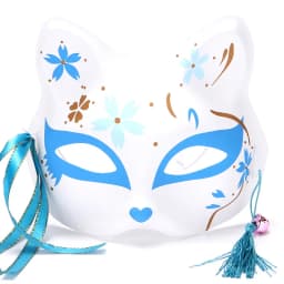 Fox Mask Japanese Cosplay Half Face Mask Kabuki Kitsune Masquerade Anime Cosplay Cat Mask Rave Adult Children Funny Party Props