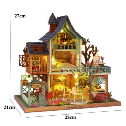 DIY Wooden Miniature Building Kits 3D Puzzles Castle Casa Doll Houses With Furniture Lights Dollhouses For Friends Birthday Gift