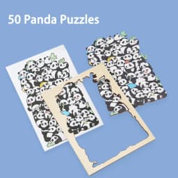 Kids Creative Animal Shape Puzzles Table Games Dog Cat Panda Stacked Puzzle Brain Games Montessori Thinking Education Wooden Toy
