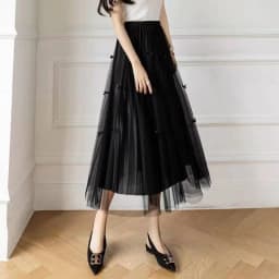 High Waist Mesh Half Skirt Puffy A-Line Design Korean Style Commute Casual Polyester Fiber Baking Process Slimming Effect