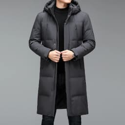 2026 winter long style Men's 90% White Duck Down coat warm Down Jackets hat detachable fashion Men thicken Jacket size M-5XL