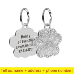 Stainless Steel Engraved Pet Name Collar Pendant ID Tags Personalized Anti-lost Engraved Diamond Pendant Necklace For Cat Dog ID