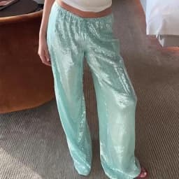 Chic Sequined Long Pants For Women High Waist Drawstring Ankle-length Loose Trousers 2025 Spring Summer Female Y2K Coquette Pant