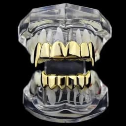Gold Silver Plated HIP HOP Teeth Grillz Top & Bottom Grills Set With Silicone Real Shiny Vampire Tooth Sets