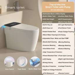 Smart Toilet with Built-in Bidet, AUTO Open/Close, Warm Water Sprayer, AUTO Dual Flush, Heated Bidet Toilet Seat for Bathrooms